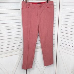 The Limited Printed Herringbone Knit Ankle Crop Pants Coral Red Size 4